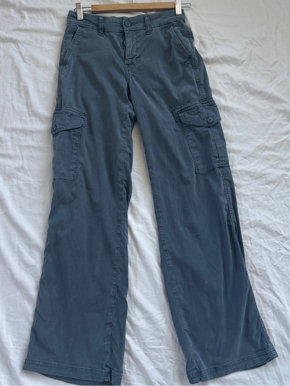American Eagle Wide Leg Cargo Pants - Slate Blue